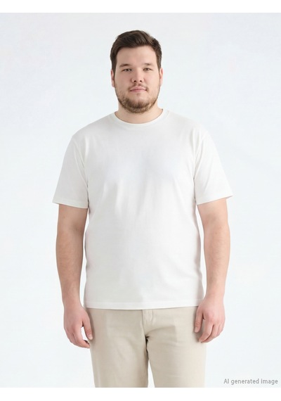 Lcwaıkıkı Classic Ekru %100 Pamuk Regular Fit Basic Tişört