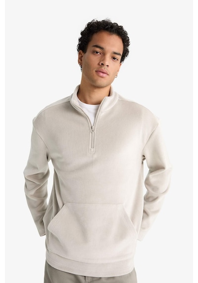 Defacto Yumuşak Tuşe Kadife Sweatshirt F2352AX25WN Gri