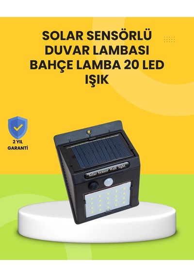 Güneş Paneli İle Şarj Olan 20 Led Dış Mekan Hareket Sensörlü Lamba Çok Renkli