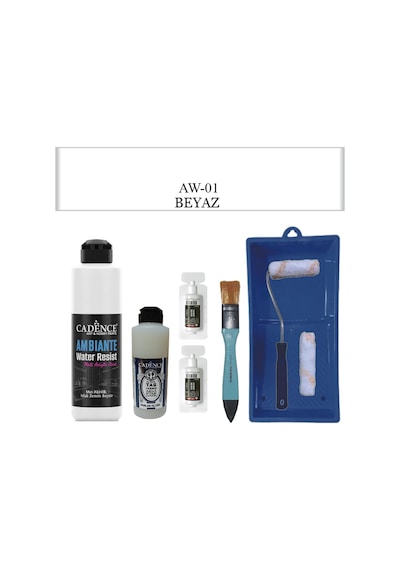 Fayans Tezgah B-ambiente Islak Zemin Aw-01 Beyaz 250ml Katalizör 20gr Taş Vernik 120 Saten Rulo Set