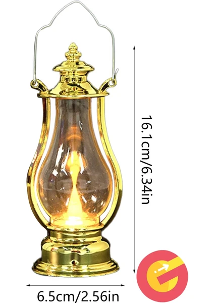 Retro Alev Efektli Led Lamba Pilli Gaz Lambası Modeli Kandil Atmosfer Dekoratif Ramazan Yılbaşı Aydınlatma Kırmızı