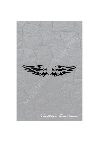 Melek Kanat Sticker Folyo - Siyah - 24 X 5.5 Cm