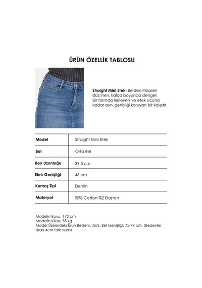it's basic Kadın Mavi 2s6-4 Straight Mini Esnek Kumaş Denim Etek