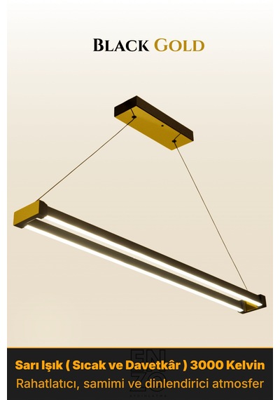 Vega Gold Lineer Led Sarkıt Avize Kumandalı Dim Edilebilir Aşağı Işık Sarı Işık
