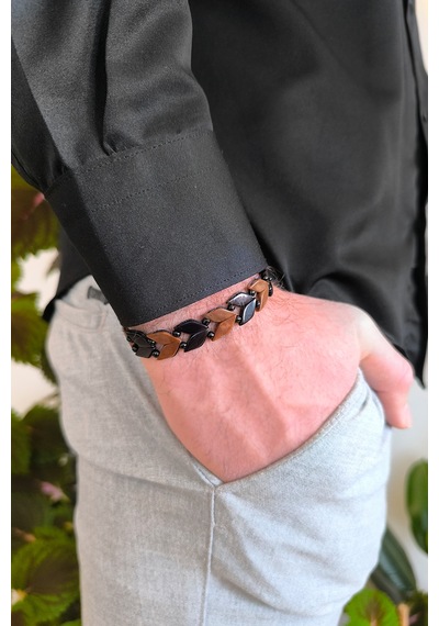 Kuka Bileklik Bileğe Göre Ayarlanabilir Başak Model Unisex Bileklik Bt003 Kahverengi
