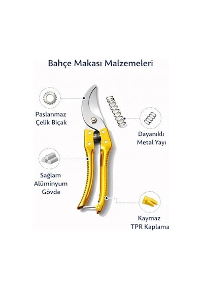 Profesyonel Bahçe Budama Makası Paslanmaz Çelik Keskin Bıçak Ergonomik Kaymaz Sap Dayanıklı Dal Bitki Çiçek Kesme Makası,bahçe Budama Makası Paslanmaz Çelik Keskin Bıçak Sarı-789