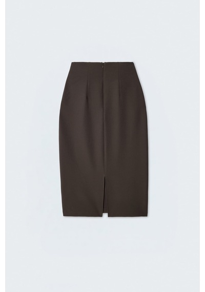 Sateen Düz Kalem Etek - Antrasit-137386
