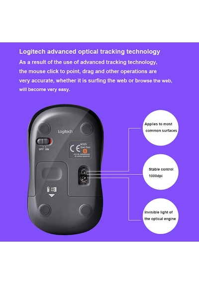 Logitech M325s Kablosuz Fareler 3 Düğmeler Usb Kablosuz Fare 1000 Dpı 2.4 Ghz Black M221