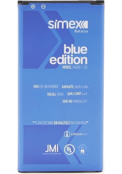 Simex I9600 Galaxy S5 İle Uyumlu Bg900bbc Sbt-03 Batarya Blue Edition