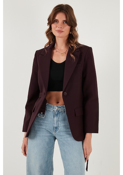 Lela Regular Fit Kruvaze Yaka Kemerli Blazer Bayan Ceket 6839367 Mürdüm
