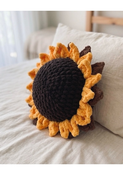 Sunflower Cushion Yastık Kırlent Kahverengi - Sarı