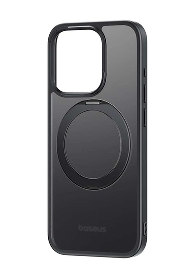 Baseus Apple iPhone Uyumlu iPhone 15 Plus Skyring Serisi Standlı Magsafe Manyetik Kılıf + Tempered Ekran Koruyucu Set- 5775 Siyah