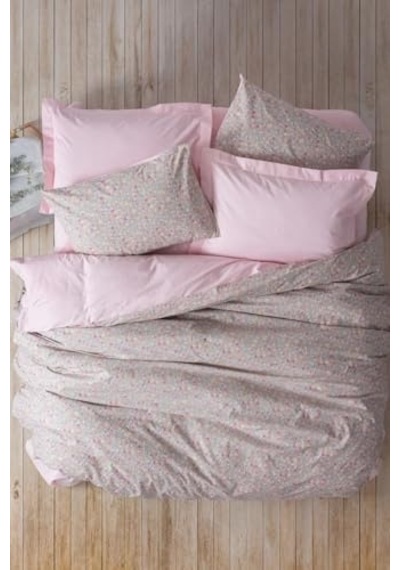 Petite Sihu Pembe%100 Pamuk Tek Kişilik Lastik Çarşaflı Nevresim Takımı Genel