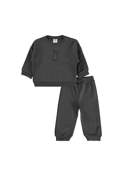 Civil Baby Tavşan Baskılı Basic 6-18 Ay Takım - Gri Antrasit