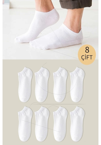 Bgk Unisex Basic Patik Çorap 8 Çift Beyaz