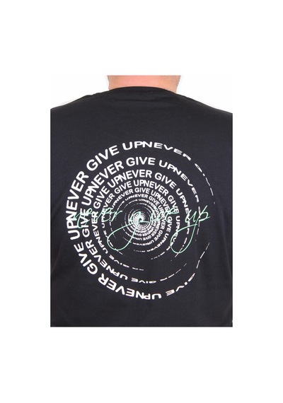 Moc Grande Mocgrande Erkek Büyük Beden Sıfır Yaka Tişört Never Give Up 25140 Sıyah Siyah