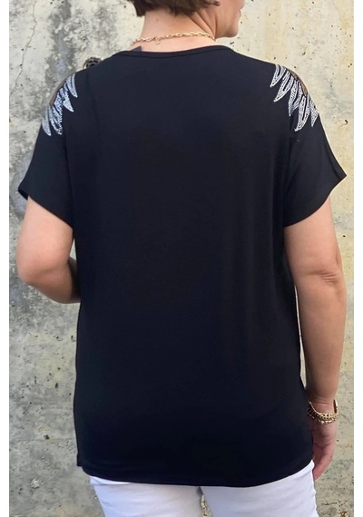 Mia Butik Büyük Beden Siyah Melek Bluz Siyah