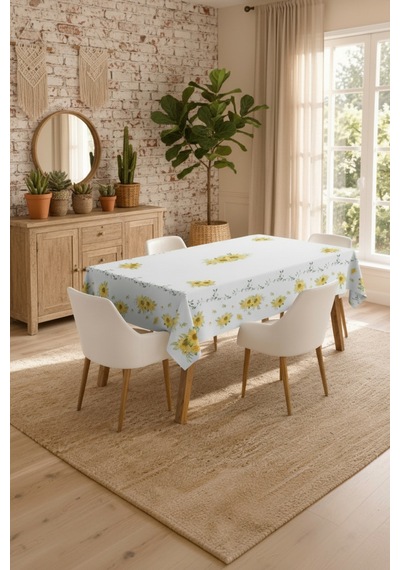 Vivanni Home Yıkanabilir Dikdörtgen Masa Örtüsü Günlük Kullanıma Uygun Pratik Ve Uzun Ömürlü Çiçekli Lavanta
