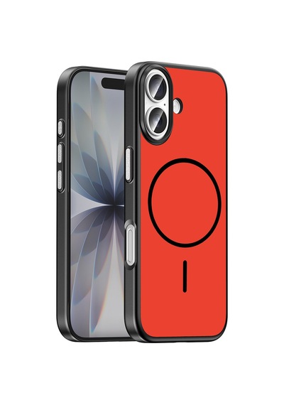 Apple iPhone Uyumlu 17 Kılıf M-safe Şarj Özellikli Zore Lora Pc Kapak - Kırmızı-gri
