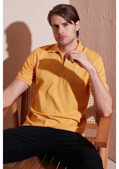 Buratti Pamuklu Regular Fit Yarım Fermuarlı Erkek Polo Yaka T Shirt 5901029 Hardal Buratti Pamuklu Regular Fit Yarım Fermuarlı Erkek Polo Yaka T Shirt 5901029 Hardal