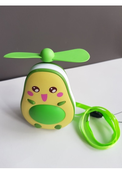 Sevimli Avokado Tasarımlı Led Işıklı Usb Kablolu Mini Fan I Masa Üstü Ve Boyun İpli Vantilatör