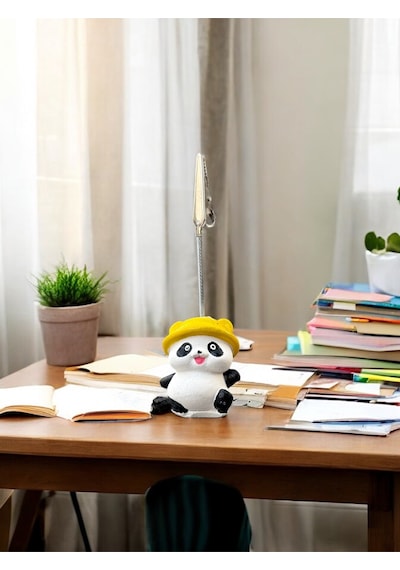 Şapkalı Kawaii Sevimli Panda Fotoğraf Ve Not Tutucu - Ofis Masa Not Tutacağı Sarı