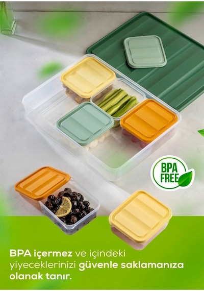 6 Bölmeli Kahvaltılık-buzdolabı Düzenleyici Seti 7 Parça 3,5 Lt + 6x350 Ml Şeffaf Bpa Free Kapaklı Saklama Kabı Organizer Çok Renkli