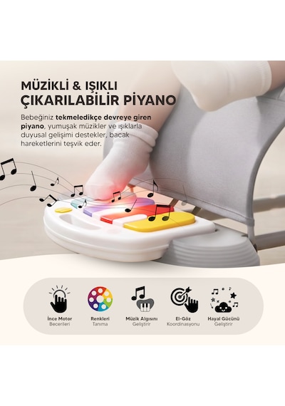 Melo 3in1 Piyanolu Oyuncaklı Tekerlekli Sallanabilir Ana Kucağı