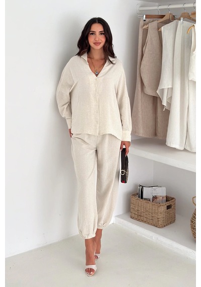 Asprin Fashion Gömlek Pantolon Takım Beyaz Beyaz
