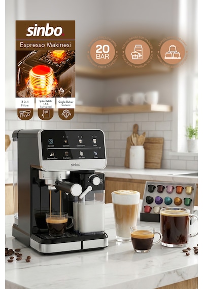 Sinbo SCM-2996 PRO Cappuccino Latte Espresso Makinesi