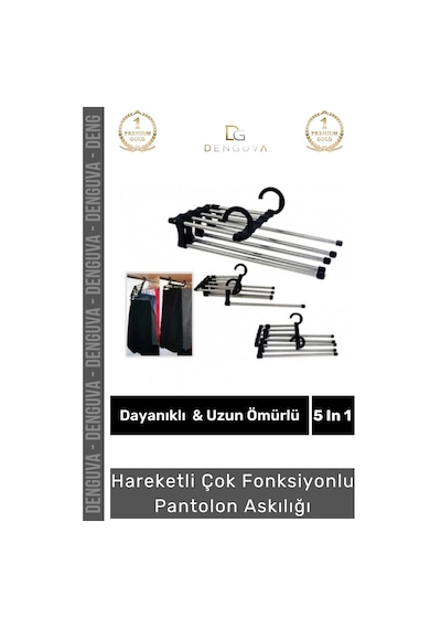 Özel Üretim Dayanıklı Dolap Organizer Hareketli Çok Fonksiyonlu Pantolon Askılığı 5 In 1 Çok Renkli
