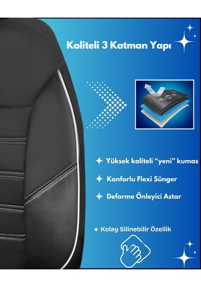 Renault Fluence Araçlara Uyumlu Tam Takım Star B Model Oto Koltuk Kılıfı Genel