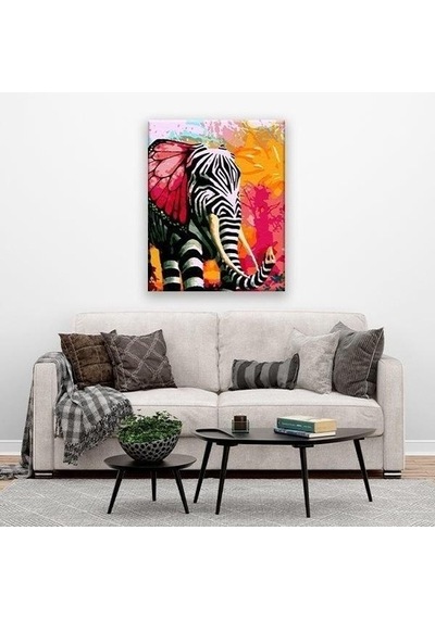 Sayılarla Boyama Seti 40 X 50 Cm Tuval Şasesine Gerili Fil Kolaj