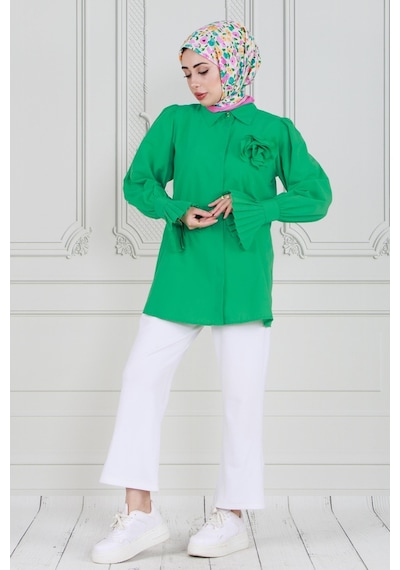 Sevitli Gül Broşlu Kolu Fırfırlı Tunik-benetton Yeşili-3605-benetton Yeşili Benetton Yeşili Sevitli Gül Broşlu Kolu Fırfırlı Tunik-benetton Yeşili-3605-benetton Yeşili Benetton Yeşili