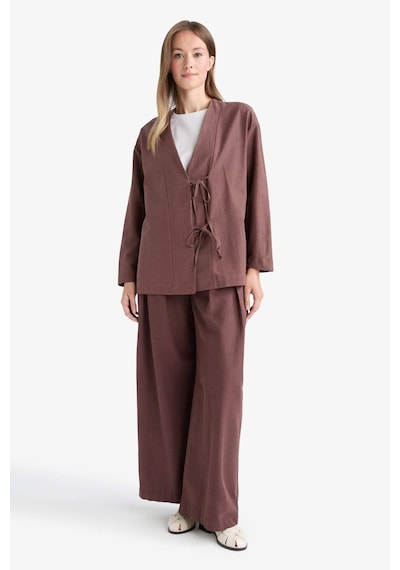 Defacto Wide Leg Keten Karışımlı Pantolon F7633ax25aubn328 Kahve