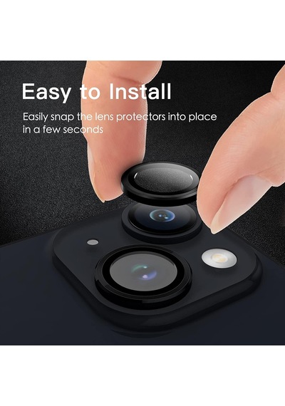 İphone 14 / İphone 14 Plus Kamera Camı Lens Koruyucu Halka Set - Siyah Diğer