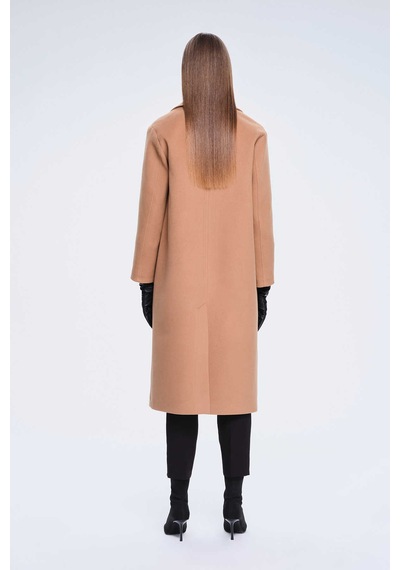 Hatemoğlu Camel Dinamik Fit Ceket Yaka Kaşe Yünlü Manto 2957125 Camel