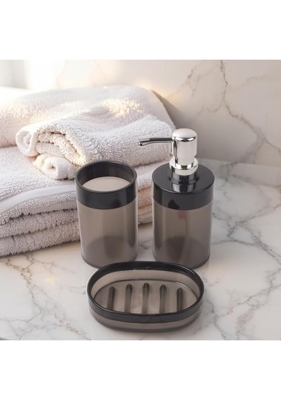 Akrilik 3'lü Banyo Ve Lavabo Seti - Diş Fırçalık, Sıvı Sabunluk Ve Katı Sabunluk - Şık, Dayanıklı, Modern Ba Diğer