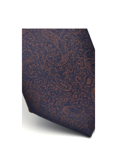 Gaffy Şal Desenli Kahverengi Dokuma Kumaş Mendilli Slim Fit Kravat // Sdk-2508-4 Kahverengi