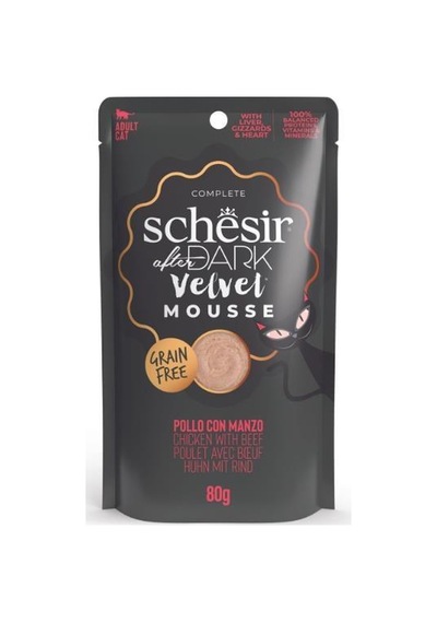 Schesir After Dark Mousse Tavuk Ve Sığır Etli Tahılsız Yetişkin Kedi Konservesi 80 Gr