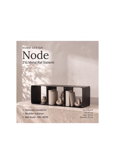 Node 3 Lü Modüler Metal Kitaplık Yatay Tasarım Dekoratif Küp Raf Sistemi Siyah - 940096365 Siyah Node 3 Lü Modüler Metal Kitaplık Yatay Tasarım Dekoratif Küp Raf Sistemi Siyah - 940096365 Siyah