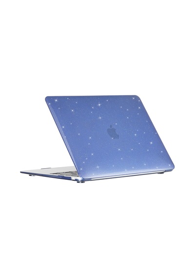 Apple MacBook Uyumlu Pro 14.2 Inç 2025 A3434 M5 Işlemçi Parlak Simli Hardcase Kapak Simli Mavi