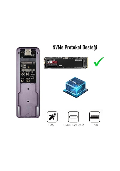 İ9-gtr M.2 Nvme Ssd To Usb 3.2 Gen2 Harici Taşınabilir Ssd Kutusu