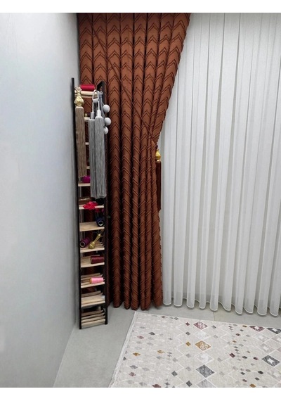 Nivemeshome Ritim Kiremit 1/3 Pileli Fon Perde 60x280