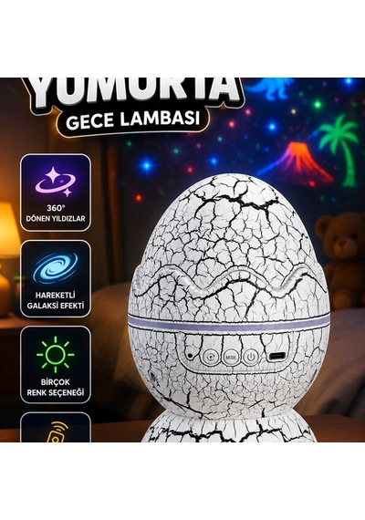 Dinozor Yumurta Tasarımlı Dekoratif Gece Lambası Renkli