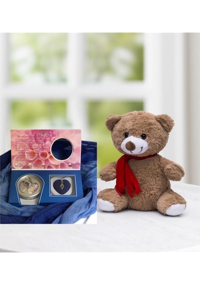 Peluş Ayıcık Ve İstiridye İçinde Gerçek İnci Kolye