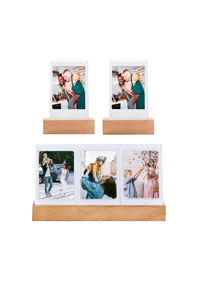 Mini Ahşap Işıklı 5'li Fotoğraf Çerçeve Seti