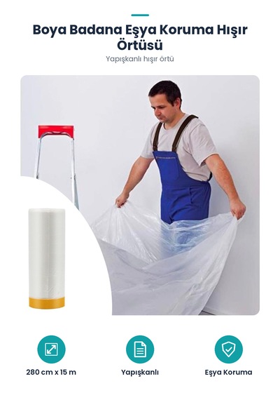 Boya Badana Eşya Koruma Hışır Örtüsü 280cm X 15 Mt Yapışkanlı Hışır