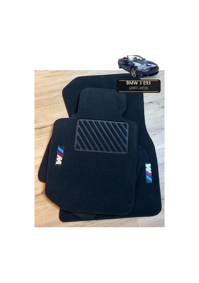 Oto Halı Paspas Seti Bmw 3 E93 2007 2013 Uyumlu Sport Kaymaz & Şık Tasarım - Siyah M Logolu