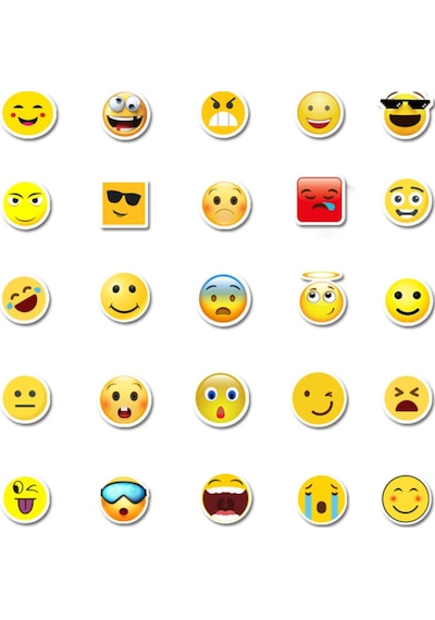 50 Adet Tekrarsız Emojiler Kalite Pvc Sticker Süs 07